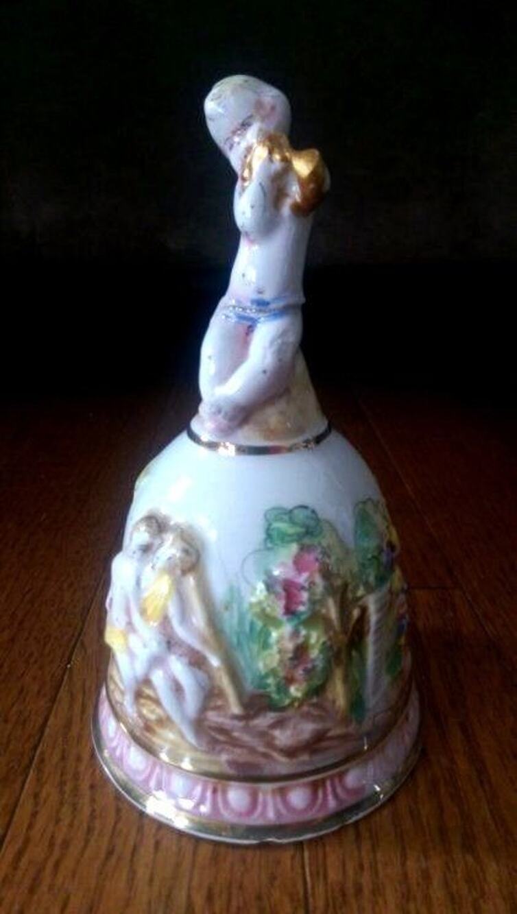 Vintage R. Capodimonte Italy Porcelain Bell - Slight Damage